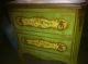 Pair Of Antique French Night Stands Green,  Floral And Brass Finish 1900-1950 photo 2