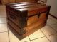 1800s Antique Rustic Flat Top Steamer Trunk Chest W/working Lock & Key 1800-1899 photo 1