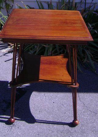 Deco Victorian ? Frank Wright ? Mahogany Ball & Stick Side Fern Table Stand photo