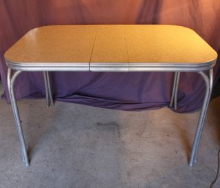 Vintage Retro 1950 ' S Mid - Century Diner Kitchen Table Formica Silver Metal Chrome photo