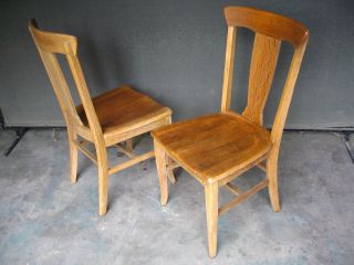 Two Classic Solid Oak Chairs photo