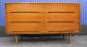 Mid Century Walnut Long Dresser Six Drawer Danish Modern Post-1950 photo 1