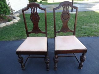 Two Leather Seat Chairs From Colonial Chair Co. photo