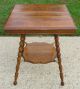 Antique Victorian Era - 2 Tier - Tiger Oak Side Table With Spiral Legs 1800-1899 photo 2