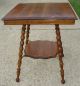 Antique Victorian Era - 2 Tier - Tiger Oak Side Table With Spiral Legs 1800-1899 photo 3