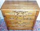 Antique Tall Four Drawer Oak Chest/ Dresser With Engraved Scroll Accents 1900-1950 photo 2
