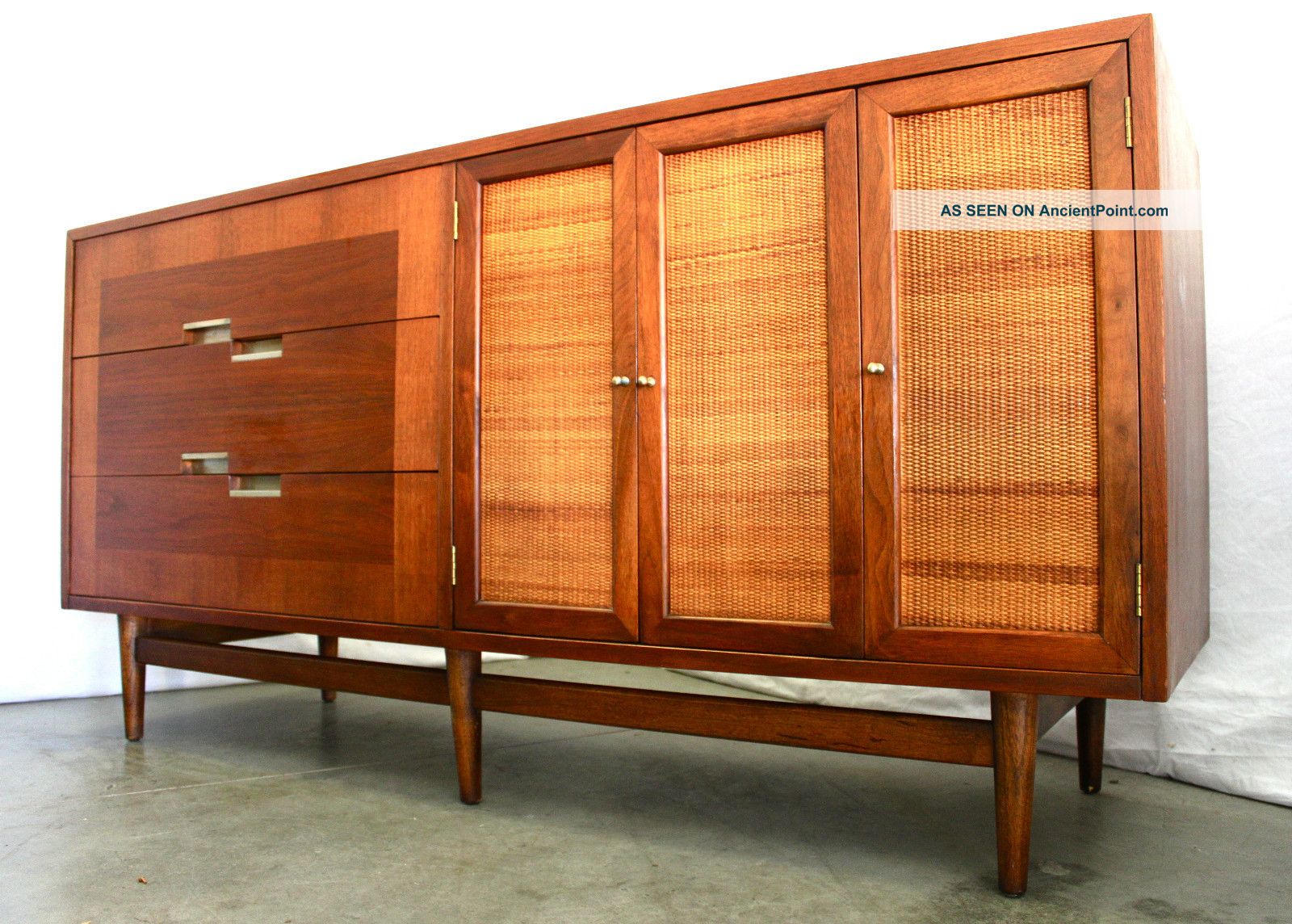Mid Century Credenza Wall Unit Cabinet Danish Dining Walnut Buffet Nelson Eames Post-1950 photo