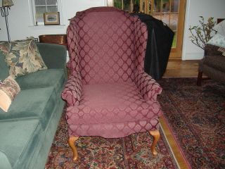Pair Of Tall Living Room Queen Anne Wing Chairs By Sam Moore Best Offer Accepted photo
