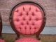 2 Antique Victorian Balloon Back Fireside Parlor Chairs Button Tuft Walnut Frame 1800-1899 photo 4