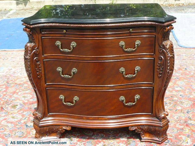 Mahogany French Bombe Marble Top Bacholer Chest Server Commode Dresser Post-1950 photo