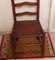 Antique Early American Tall Ladder Back Chair - Shaker Style - Woven Seat 1800-1899 photo 5