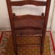 Antique Early American Tall Ladder Back Chair - Shaker Style - Woven Seat 1800-1899 photo 8