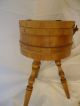 Vintage American Wooden Three Leg Footed Barrel Wood Sewing Box Stand 1900-1950 photo 7