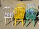Five Bentwood Children ' S Chairs W/ Some Turned Spindles Some Replaced Painted Post-1950 photo 1