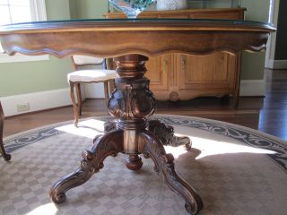 Walnut Table With Carved Pedestal photo