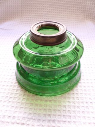 A Victorian Green Glass Oil Lamp Font/vessel photo