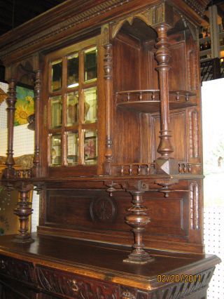 Magnificent Antique European Wood Hand Carved Cabinet/hutch photo