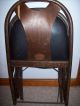 Vintage Chairs Folding Wooden/leather Cushioned Seat Pair Of Kumfort Pat.  1925 - 27 Post-1950 photo 3
