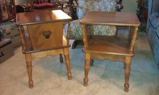 Baumritter (aka: Ethan Allen) Maple Bedside Or End Tables From 1960 photo