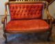 Tiger Oak Parlor Set W/ Red Velvet Upholstery,  Settee,  Armchair,  Rocking Chair 1800-1899 photo 1