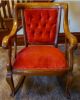 Tiger Oak Parlor Set W/ Red Velvet Upholstery,  Settee,  Armchair,  Rocking Chair 1800-1899 photo 3
