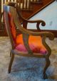 Tiger Oak Parlor Set W/ Red Velvet Upholstery,  Settee,  Armchair,  Rocking Chair 1800-1899 photo 5