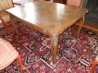 Vtg Antique French Dining Table Made In France Parquet Refectory Solid Wood photo