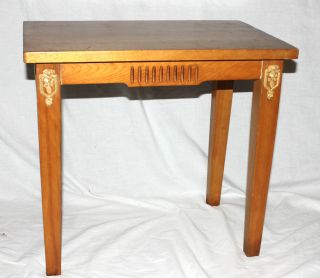 Vintage Wood Side Accent End Table Gesso Decorative Trim photo