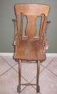 Antique 1800 ' S Oak Folding High Chair Stroller Complete - 1800-1899 photo 5