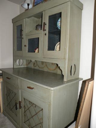 Mid - 19th Century Buffet Hutch,  Step - Back,  Cupboard With 3 - Glass Doors photo