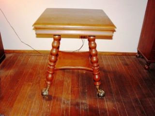 Solid Oak Ball & Claw Foot Table photo