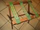 Luggage Rack Wood Folding Vintage Antique Enbroiderded 3 Straps Green Gold White Unknown photo 1