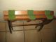 Luggage Rack Wood Folding Vintage Antique Enbroiderded 3 Straps Green Gold White Unknown photo 3