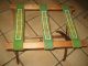 Luggage Rack Wood Folding Vintage Antique Enbroiderded 3 Straps Green Gold White Unknown photo 5