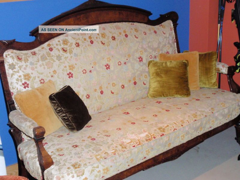 Sofa Wood W/ Carved Trim One Of A Kind Antique 1900-1950 photo