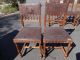 4 Or 6 French Embossed Tooled Leather Chairs Oak Renaissance Baroque Excellent 1800-1899 photo 3