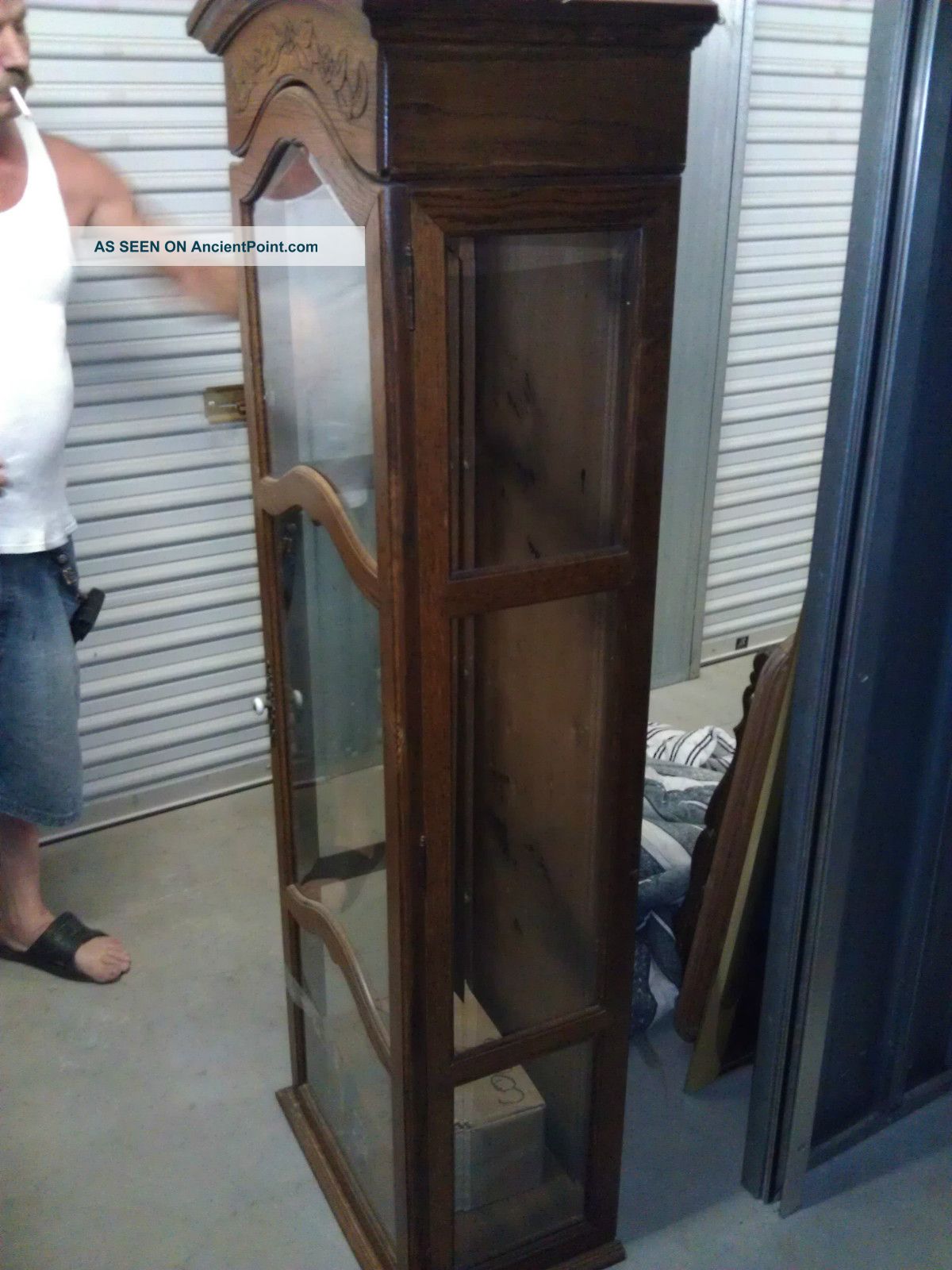 Antique Curio Cabinet With Light And Glass Shelves Post-1950 photo