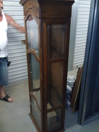 Antique Curio Cabinet With Light And Glass Shelves photo