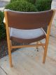 Vintage Thonet Usa Made Oak Arm Chair Brown Leather Two Available Post-1950 photo 2