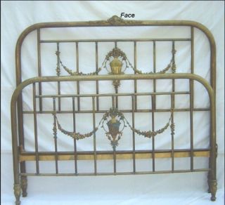 Fancy Antique Brass Bed - Portrait/flowers - Discount If Delivered Ct,  Ma,  Ri,  Me,  Ny photo