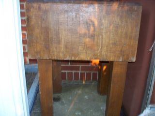 Antique Butcher Meat Block Table From Old Country Store Collectible In Kitchen photo