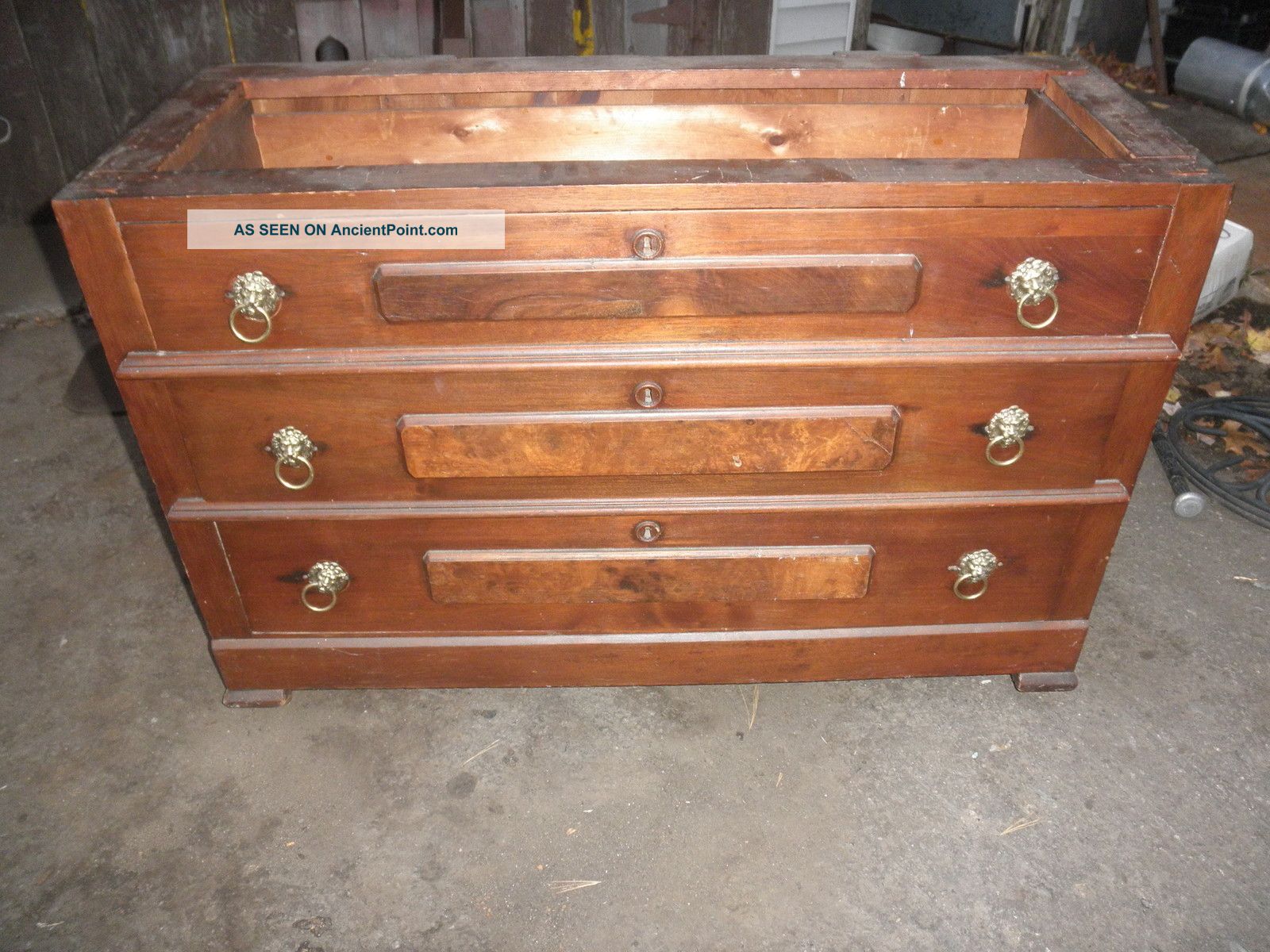 Antique Dresser With Out Top,  Locks On Draws,  Iron Casters,  27 