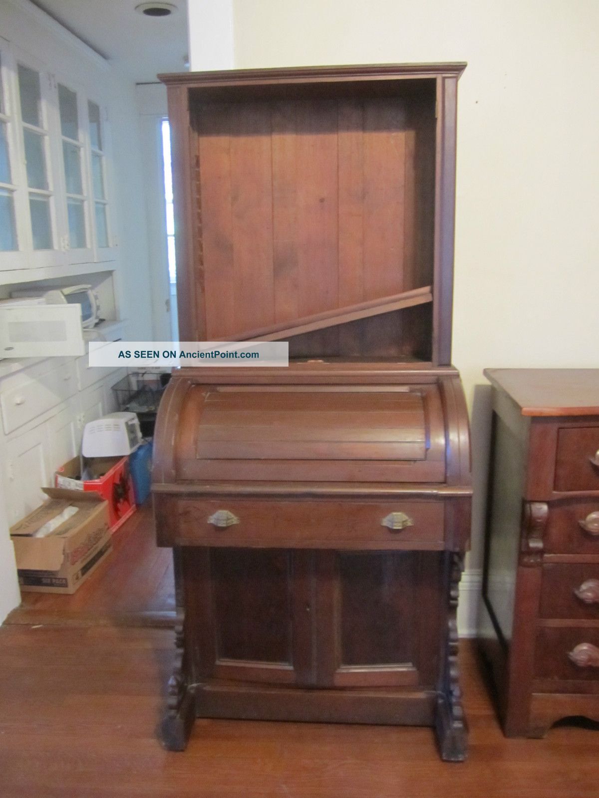 Victorian Eastlake Roll - Top Desk With Bookshelves 1800-1899 photo