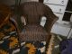 Vintage Estate Wicker Lounge Home Patio Chair Brown Rolled Rounded Arms Sturdy 1900-1950 photo 1