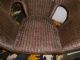 Vintage Estate Wicker Lounge Home Patio Chair Brown Rolled Rounded Arms Sturdy 1900-1950 photo 2