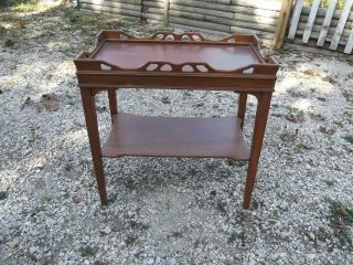 Antique Rectangle Small Table With Bottom Shelf photo