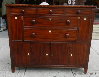 Antique American Transitional Empire Mahogany Buffet Sideboard W Cellaret Drawer photo