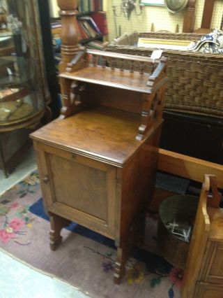 1890 Victorian Stand Or Half Commode,  Walnut Spoon Carved Wild And Funky photo