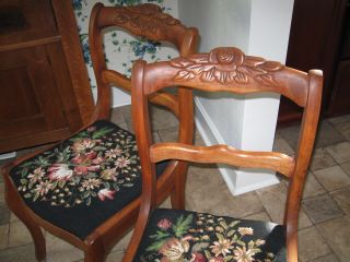 2 Vintage Roseback Chairs,  Needlepoint Seats (two Matching Ones Available) photo