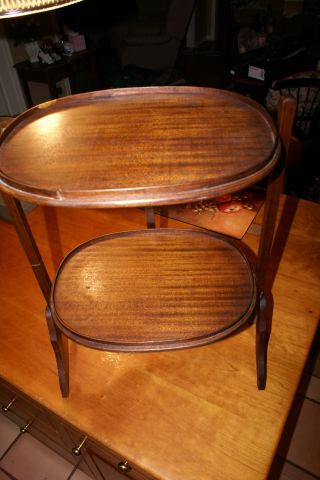 Vintage Folding 2 Tier Table Tray Dark Oak Very Delicate 23 